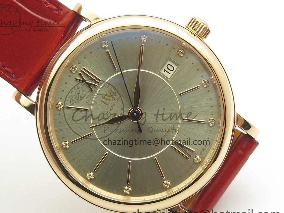MIROTIME 0319 Portofino IW458101 RG MK 1:1 Best Edition Silver Dial On Red Leather Strap MIYOTA FashionForward 7162